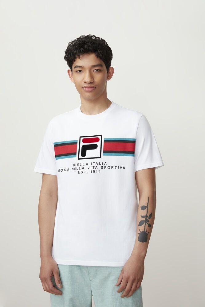 Fila T-Shirt Mens White Mercedes - Ireland 48723-ARMU